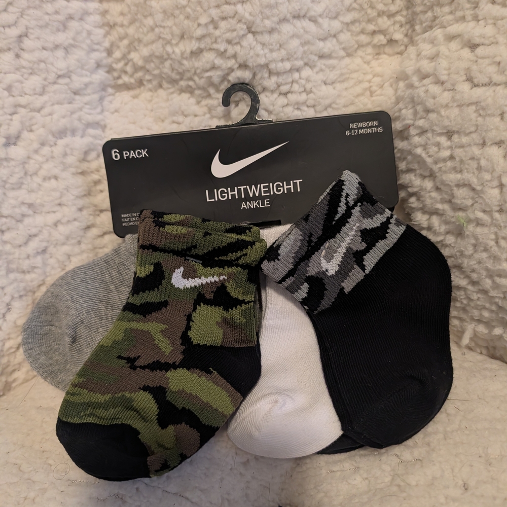 Nike Men's Camo and Solid Ankle Socks - Black, Gray, Green, White